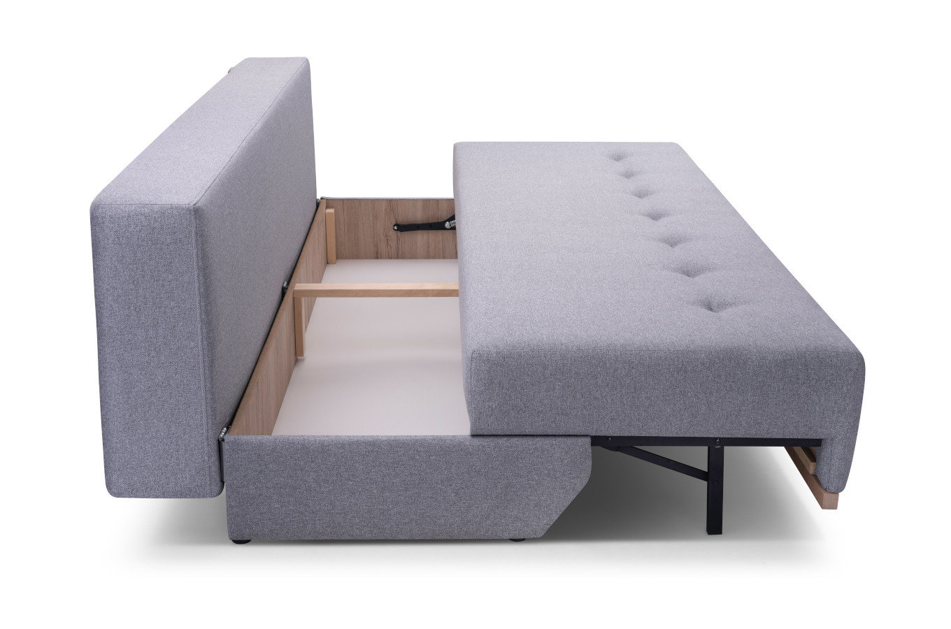 Elegancka rozkładana sofa NEGROS z pojemnikiem na pościel