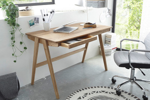 Eleganckie drewniane dębowe biurko z szufladami DELIA / 120x65 cm