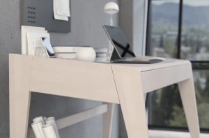 Drewniane bukowe biurko / toaletka z szufladami Visby LISA / kolor biały