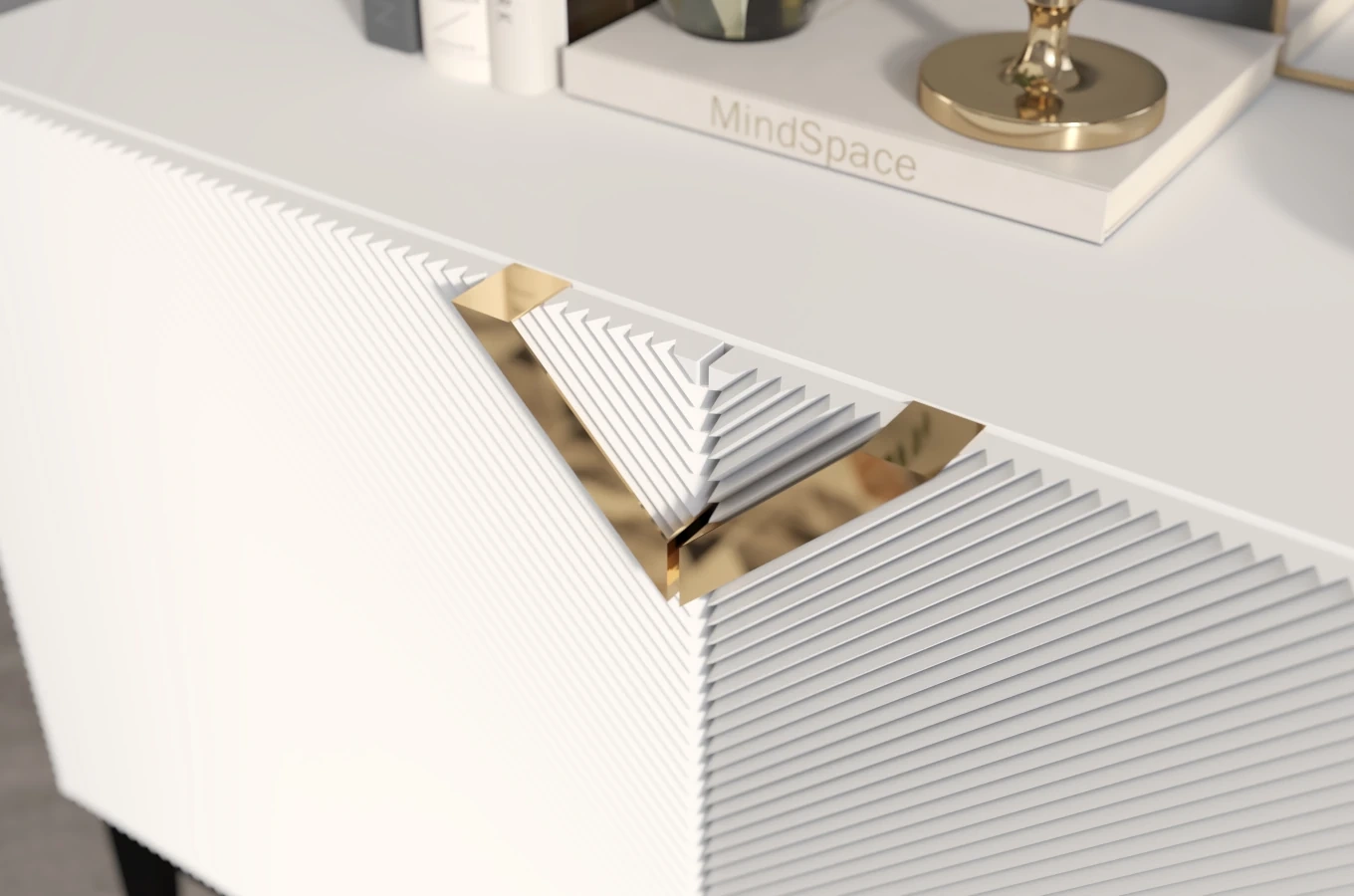 Drewniana komoda Visby DEMI LONG 2D / kolor biały + czarne nogi / szer. 100,5 cm