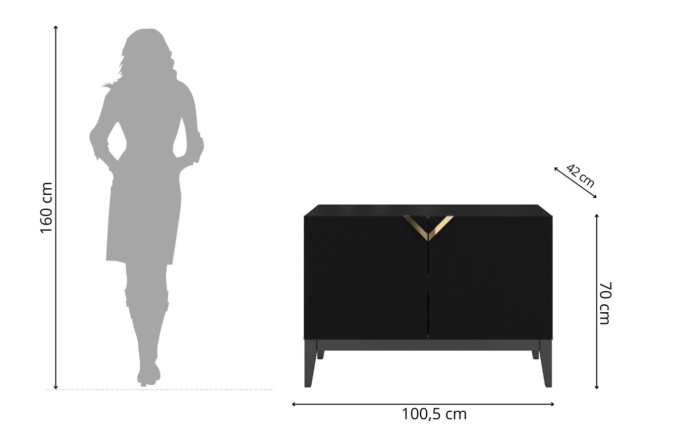 Drewniana komoda Visby DEMI LONG 2D / kolor czarny / szer. 100,5 cm
