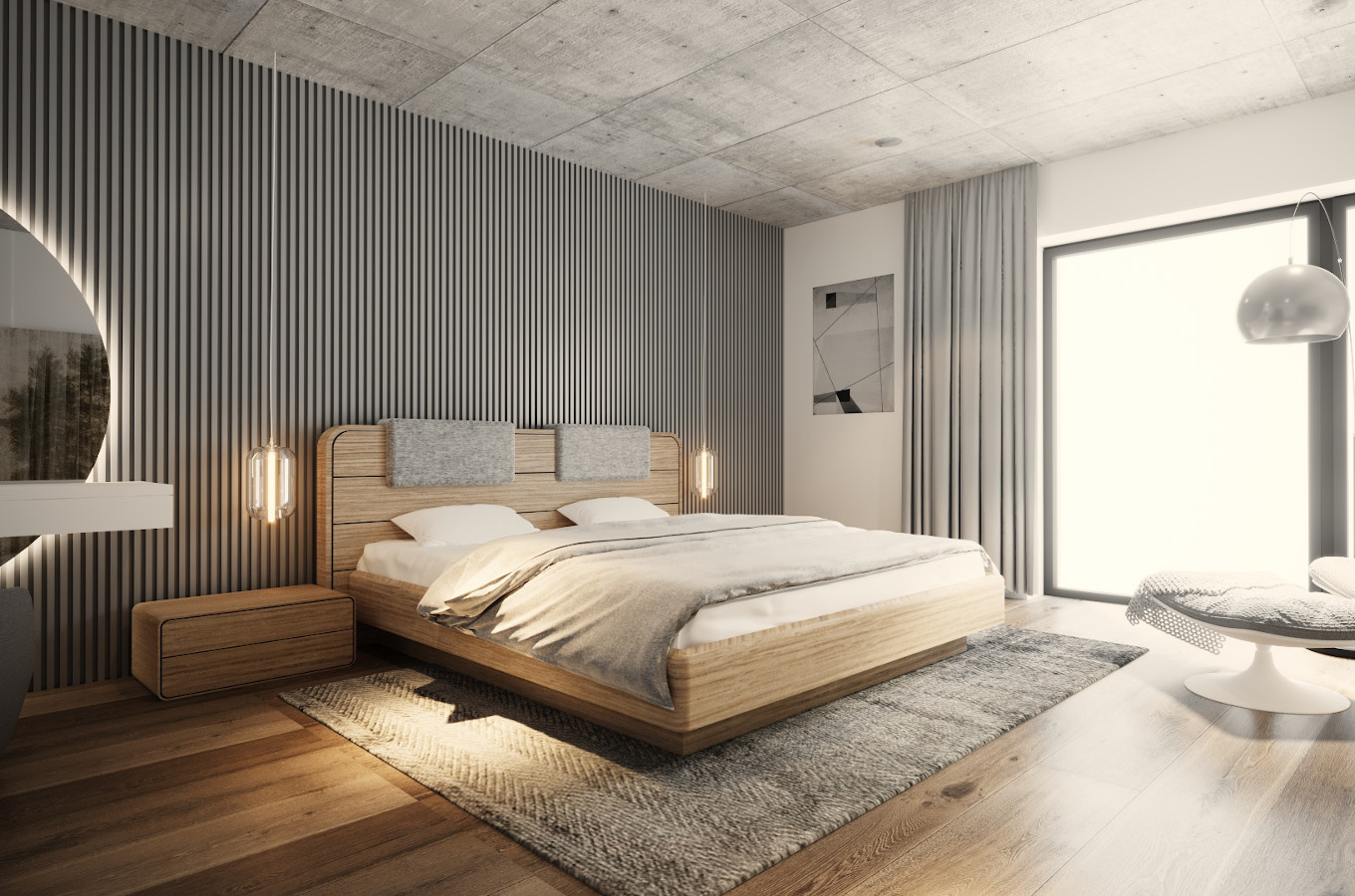 Drewniane łóżko SENSE