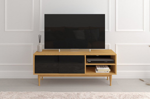 Szafka RTV Skandica ELZA Black na dębowych nogach / szer. 135 cm