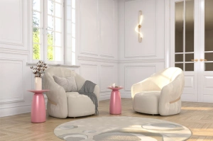 Stolik drewniany Kayani BAOBAB 44 różne kolory, wys. 44 cm / kolor pudrowy róż