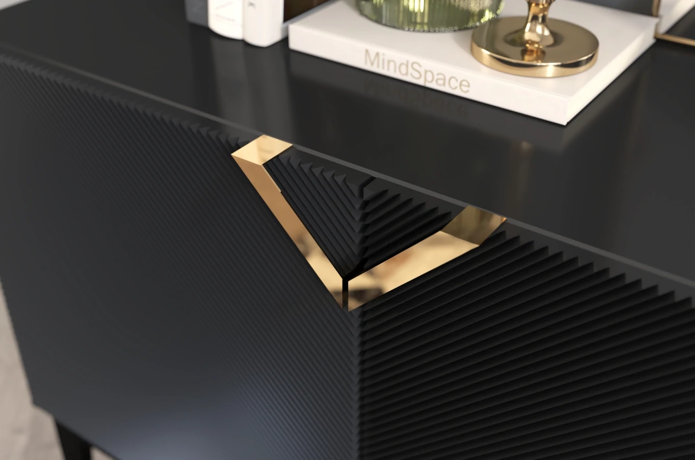 Drewniana komoda Visby DEMI LONG / kolor czarny / szer. 201,5 cm