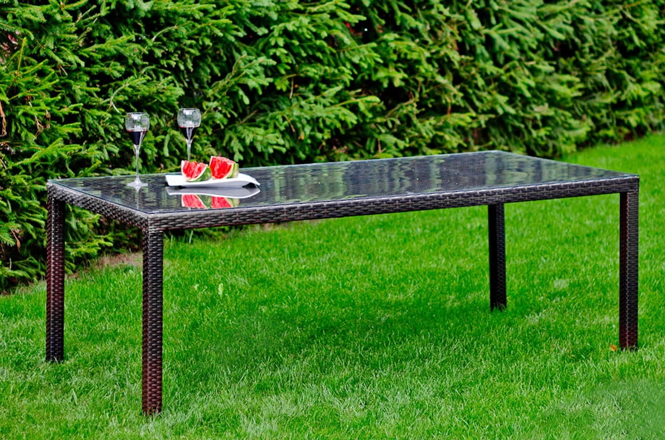 Zestaw mebli ogrodowych z technorattanu SERRA / Stół + 8 krzeseł