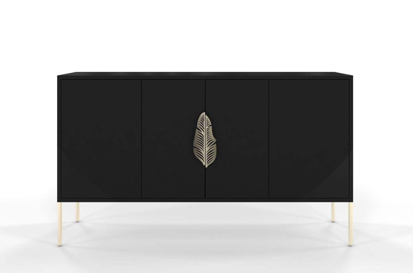 Czarna komoda Skandica MERLIN ze złotymi dodatkami / szer. 138 cm