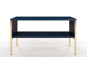 Elegancki granatowy stolik kawowy Skandica POLKA na złotych nóżkach