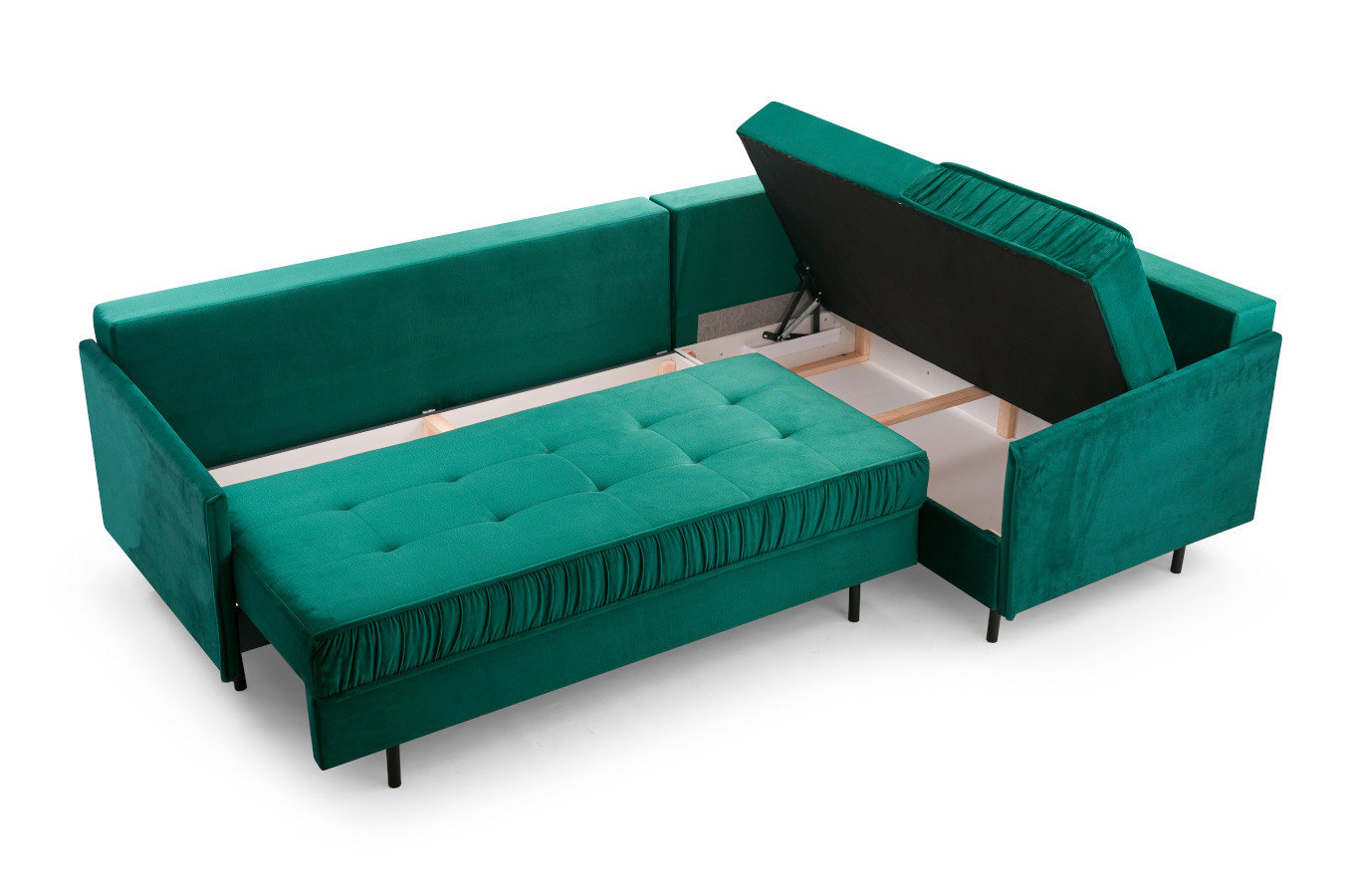 Nowoczesny narożnik ZANZIBAR L z funkcją spania i pojemnikiem na pościel