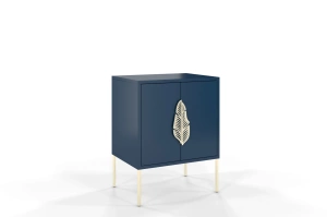Granatowa szafka nocna Skandica MERLIN ze złotymi dodatkami / szer. 54 cm