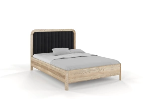 Tapicerowane łóżko drewniane dębowe Visby MODENA z wysokim zagłówkiem / 180x200 cm, olej retro, zagłówek Casablanca 2316