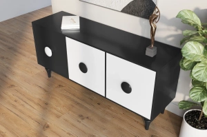 Nowoczesna czarno-biała komoda Dancan PARADIS / szer. 158 cm