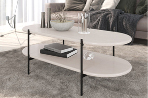 Stolik drewniany bukowy Skandica DOTA w kolorze białym na metalowych nogach