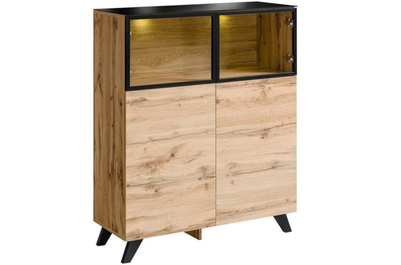 Zestaw nowoczesnych mebli do salonu THIN / dąb wotan + czarny / szer. 340 cm