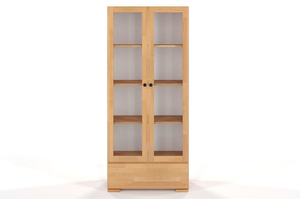 Drewniana bukowa witryna ze szklanymi drzwiami Visby SANDEMO 1S80 / kolor palisander