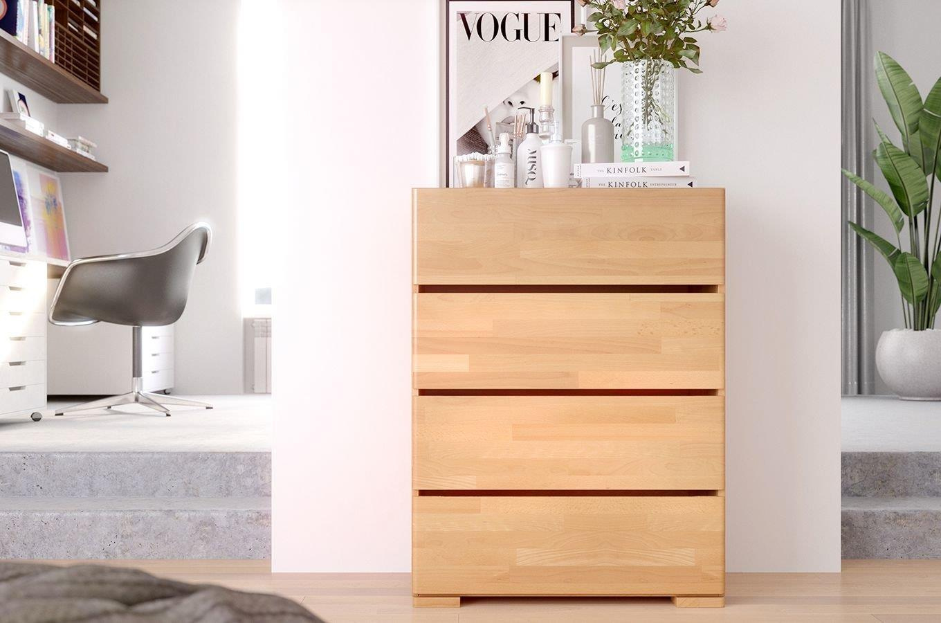 Drewniana komoda bukowa Visby Sandemo 4S80 / szer. 80 cm, kolor biały