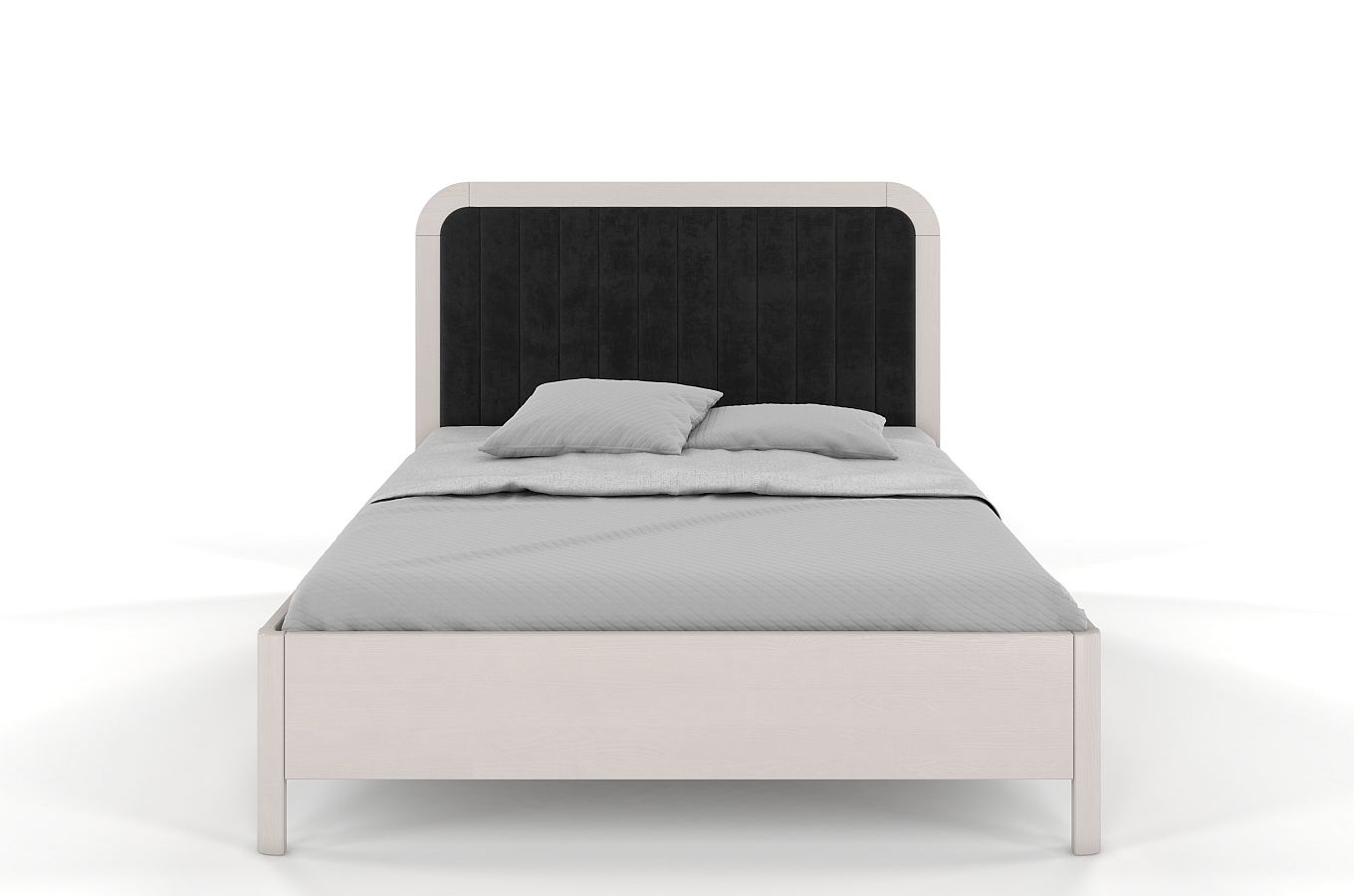 Tapicerowane łóżko drewniane sosnowe Visby MODENA z wysokim zagłówkiem