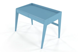 Drewniane biurko / toaletka z szufladami Visby LISA / kolor pastelowy niebieski / 125x70 cm