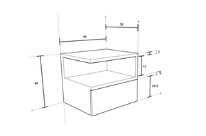 Drewniana szafka nocna LAMAR / szer. 40 cm