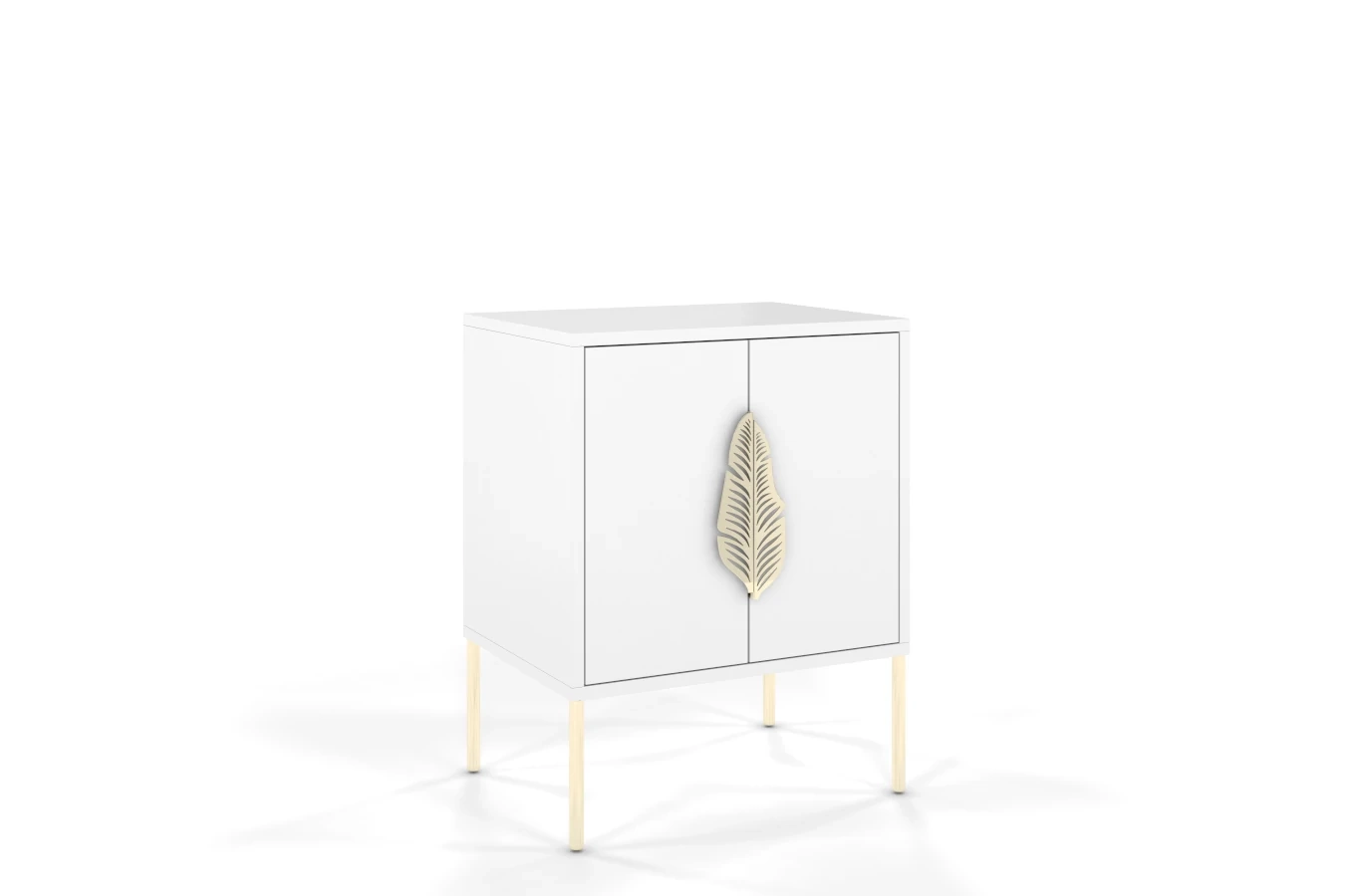 Biała szafka nocna Skandica MERLIN ze złotymi dodatkami / szer. 54 cm