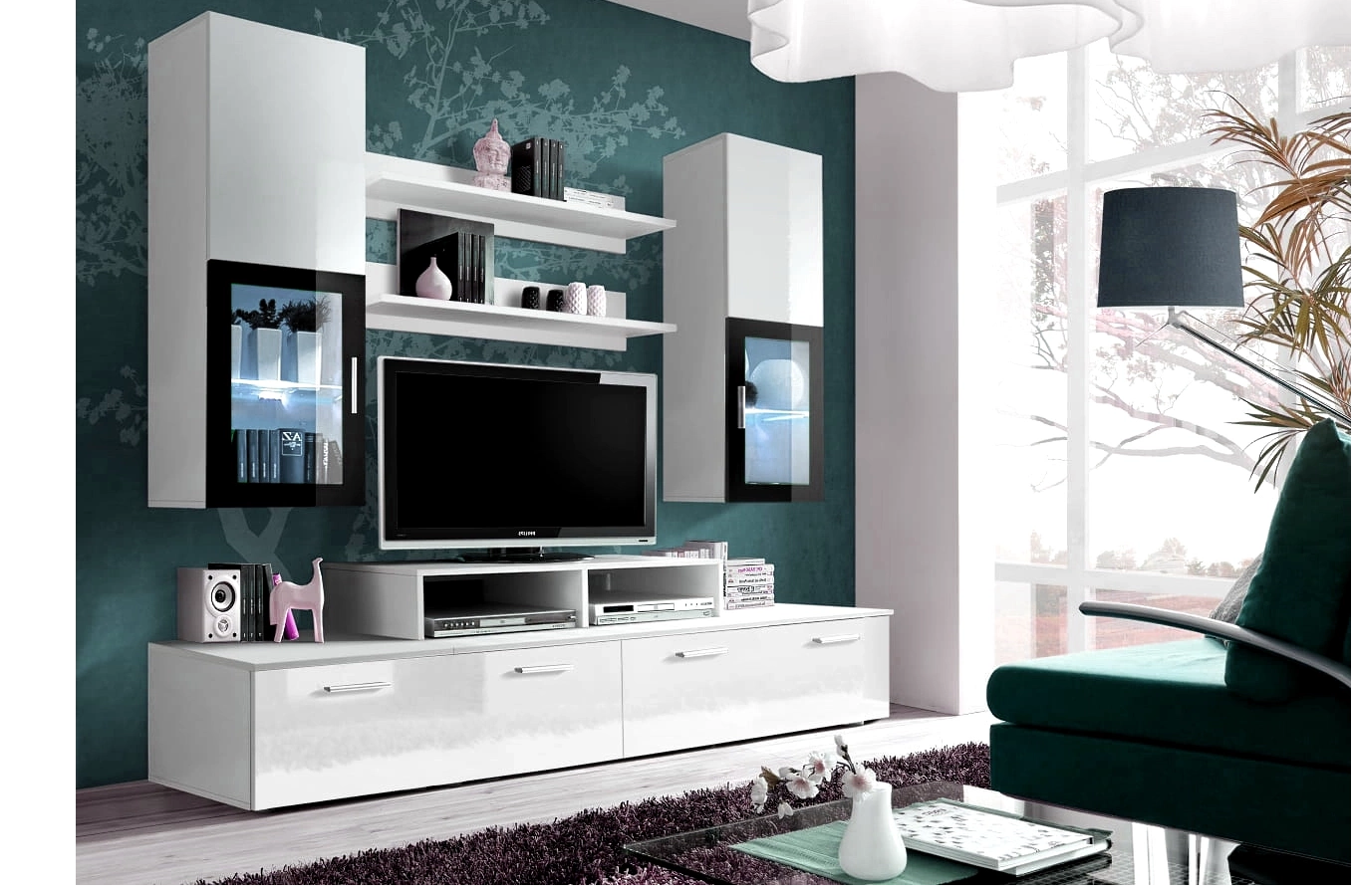 Nowoczesna meblościanka MINI / 3 warianty kolorystyczne / szer. 200 cm