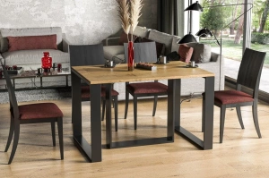 Nowoczesny rozkładany stół BORYS na metalowych nogach 130-330 x 80 cm (dąb wotan)