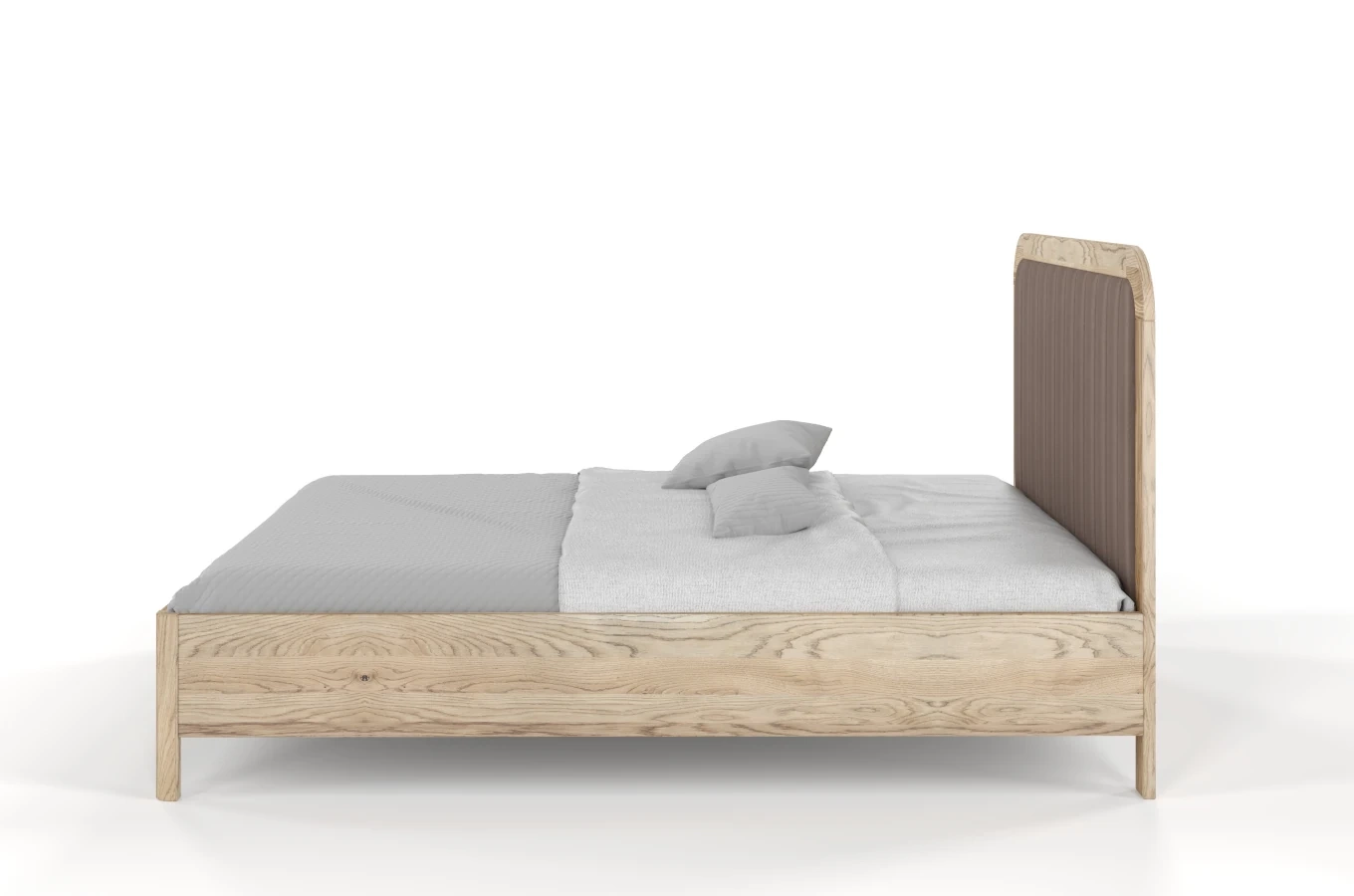 Tapicerowane łóżko drewniane dębowe Visby MODENA z wysokim zagłówkiem / 140x200 cm, olej retro, zagłówek Casablanca 2306