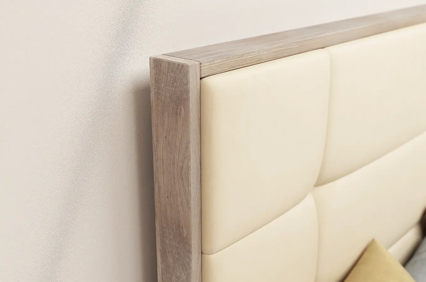Tapicerowane łóżko drewniane dębowe Visby FRIDA z wysokim zagłówkiem / 120x200 cm, olej bielony, zagłówek French Velvet 652