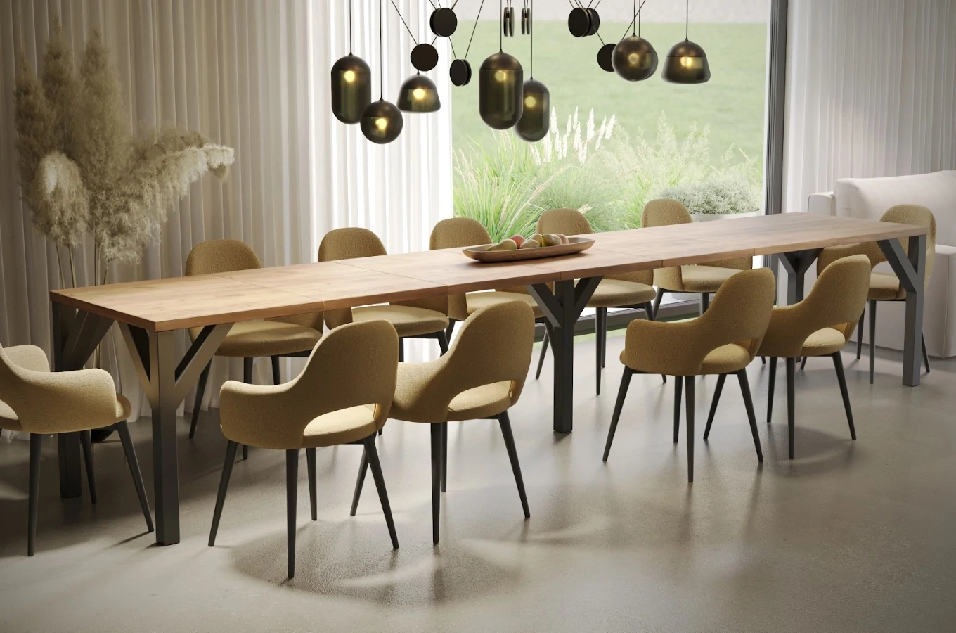 Nowoczesny rozkładany stół DUNAJ na metalowych nogach 130-240 x 90 cm (dąb craft)