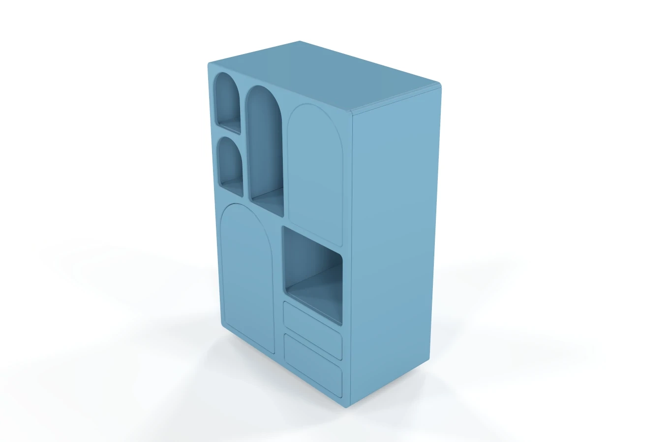 Drewniana komoda z łukami Visby OLIMPIA HIGH / kolor pastelowy niebieski / szer. 80 cm