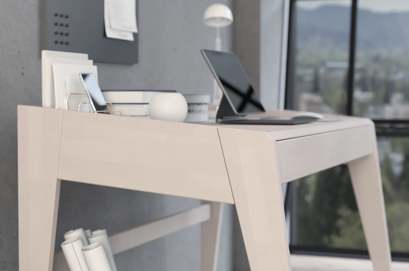 Drewniane bukowe biurko / toaletka z szufladami Visby LISA / 125x70 cm