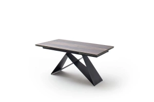 Nowoczesny rozkładany stół KOBE z ceramicznym blatem na metalowych nogach, kolor ciemne drewno / 160-240 x 90 cm