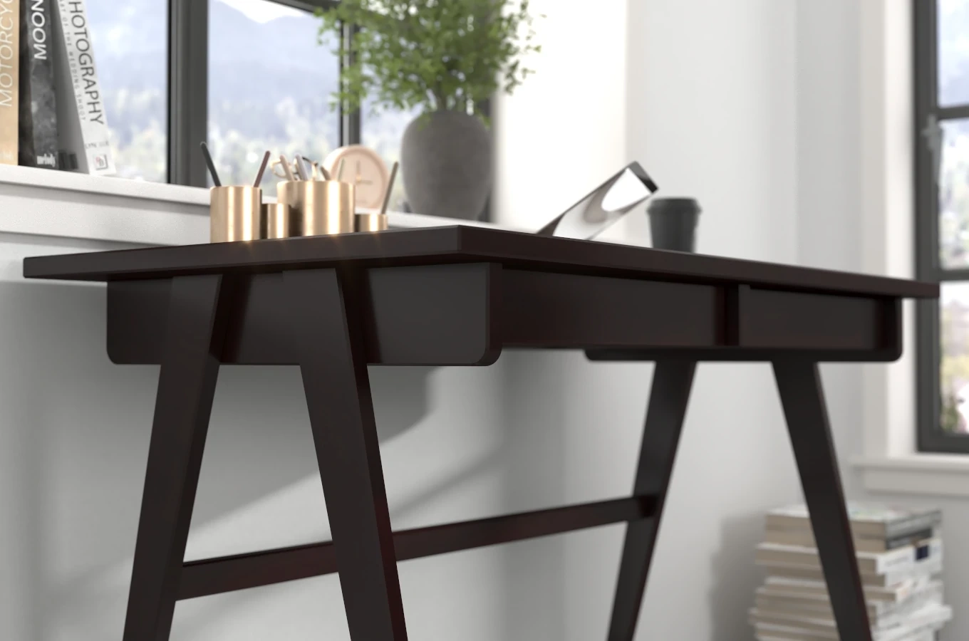 Drewniane bukowe biurko / toaletka z szufladami Visby EDDA / 120x65 cm