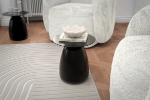 Stolik drewniany Kayani BAOBAB 34 różne kolory, wys. 34 cm / kolor czarny