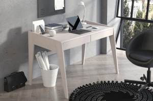 Drewniane bukowe biurko / toaletka z szufladami Visby LISA / kolor biały