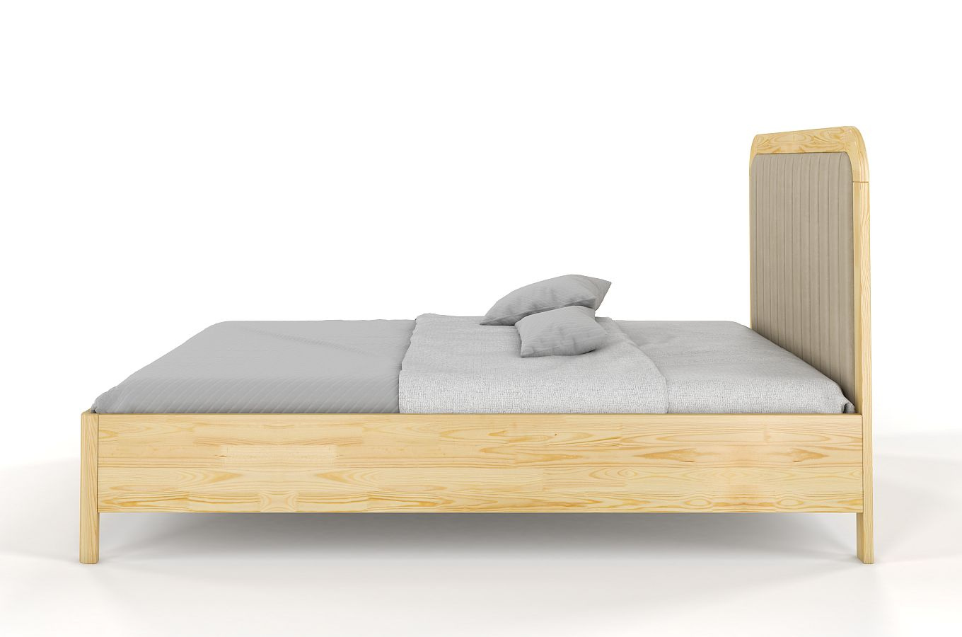 Tapicerowane łóżko drewniane sosnowe Visby MODENA BC z wysokim zagłówkiem (skrzynia na pościel)
