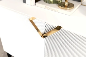 Drewniana komoda Visby DEMI LONG / kolor biały + czarne nogi / szer. 201,5 cm