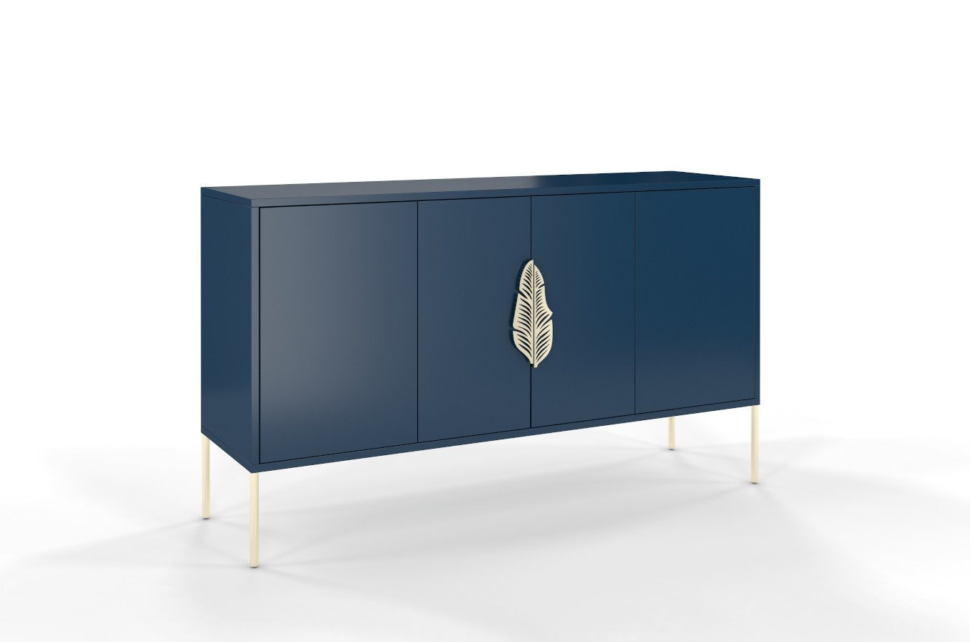 Granatowa komoda Skandica MERLIN ze złotymi dodatkami / szer. 138 cm