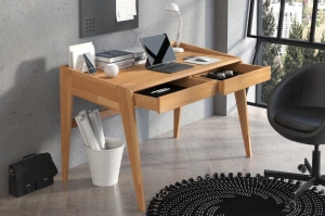 Drewniane bukowe biurko / toaletka z szufladami Visby LISA / 125x70 cm