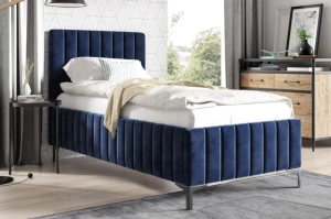 Eleganckie tapicerowane łóżko KORNELIA na metalowych nogach