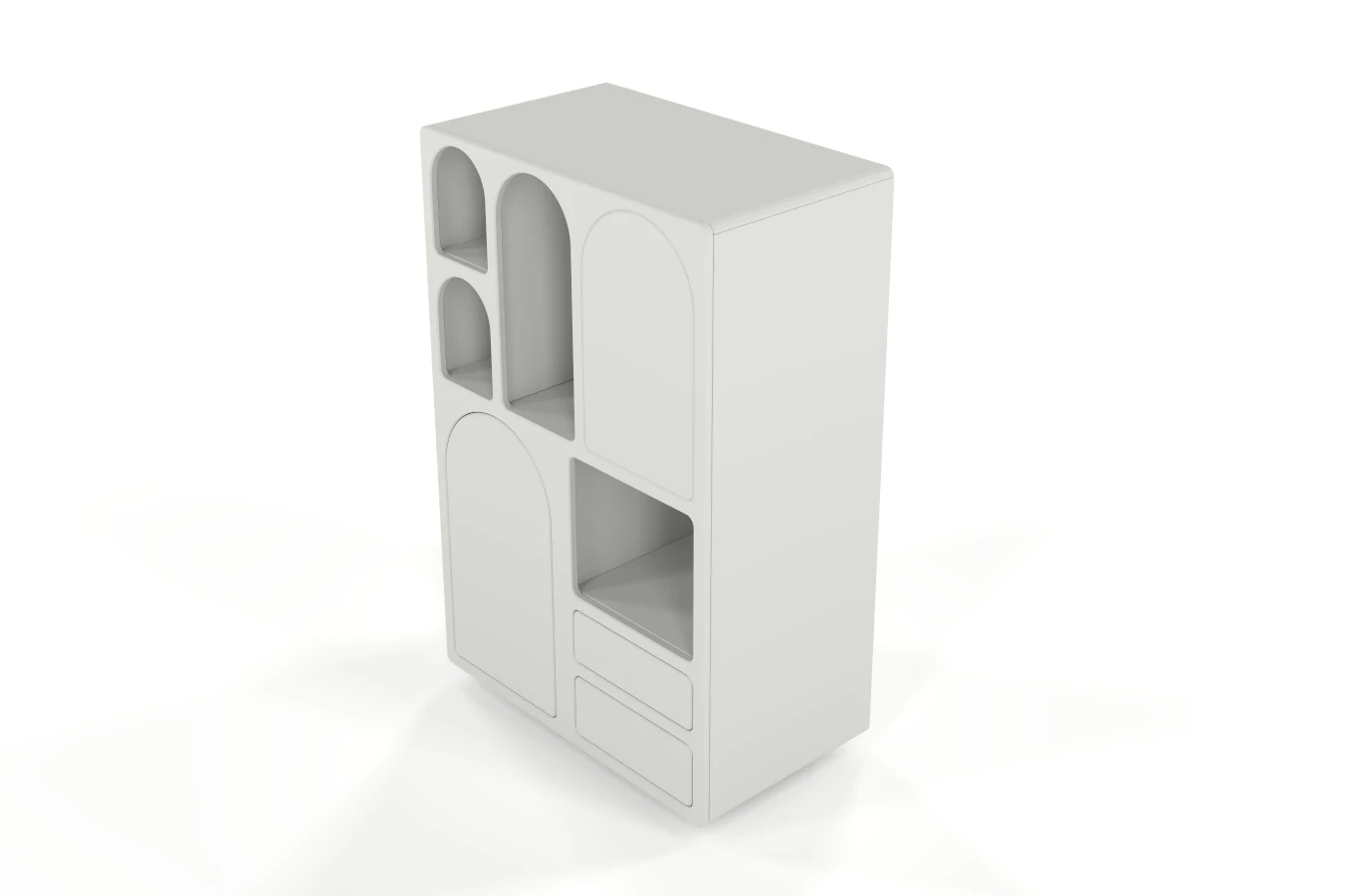 Drewniana komoda z łukami Visby OLIMPIA HIGH / kolor szary mleczny / szer. 80 cm