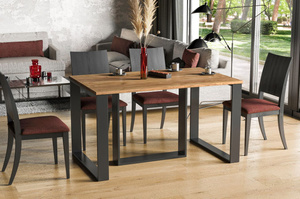 Nowoczesny rozkładany stół BORYS BIS na metalowych nogach 130-310 x 90 cm (dąb craft)