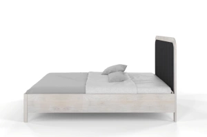 Tapicerowane łóżko drewniane dębowe Visby MODENA z wysokim zagłówkiem / 180x200 cm, olej bielony, zagłówek Casablanca 2316