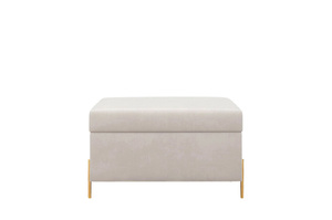 Beżowa tapicerowana ławka Dancan BORGO z pojemnikiem, na złotych metalowych nogach