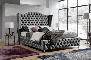 Eleganckie łóżko tapicerowane do sypialni VALENTINO w stylu glamour