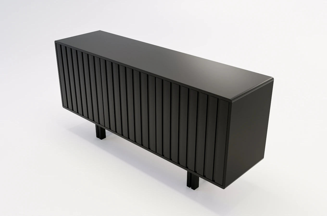 Czarna komoda Skandica VIGGE z lamelami / szer. 149 cm