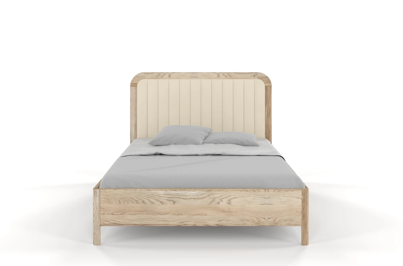 Tapicerowane łóżko drewniane dębowe Visby MODENA z wysokim zagłówkiem / 120x200 cm, olej retro, zagłówek Casablanca 2301