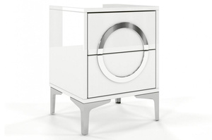 Biała nowoczesna szafka nocna Dancan EVA połysk / szer. 40 cm