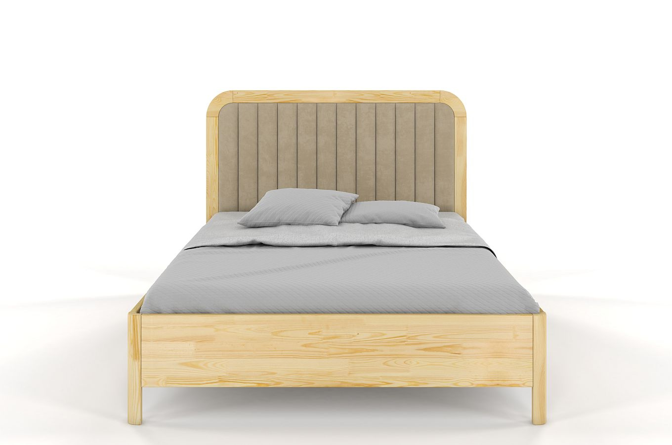 Tapicerowane łóżko drewniane sosnowe Visby MODENA BC z wysokim zagłówkiem (skrzynia na pościel)