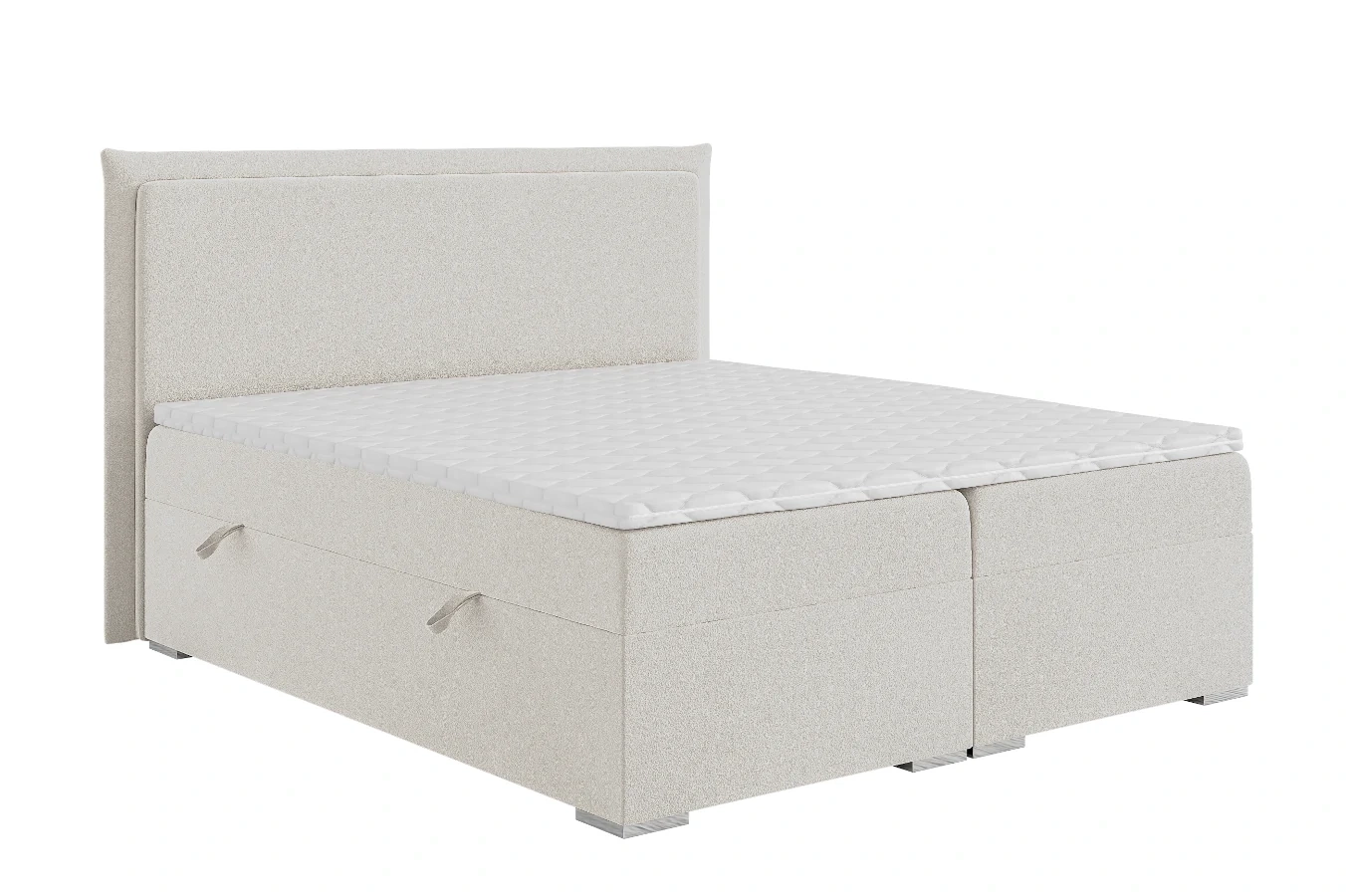 Eleganckie tapicerowane łóżko kontynentalne do sypialni CAMEL z pojemnikiem na pościel